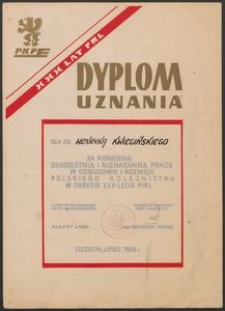 Dyplom Uznania [Kwieciński, Henryk]