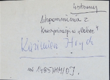 [Wspomnienia z konspiracji w "Odrze"]