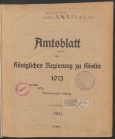 Amtsblatt der Königlichen Regierung zu Köslin 1913