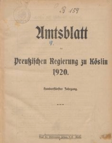 Amtsblatt der Preuβischen Regierung zu Köslin 1920