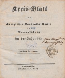 Kreisblatt des Königlichen Landraths-Amtes zu Rummelsburg für das Jahr 1846