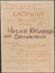 [Plakat] : Wiecz&oacute;r Kaszubski Dla Stoczniowc&oacute;w