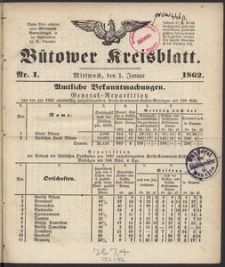 B&uuml;tower Kreisblatt 1862