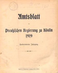 Amtsblatt der Preuβischen Regierung zu Köslin 1919