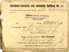 Einnahme - Kontrolle und vorl&auml;ufige Quittung No 57