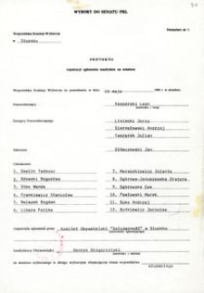 Protok&oacute;ł rejestracji zgłoszenia kandydata na senatora