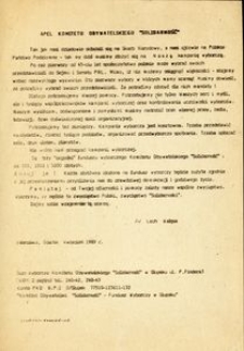 Apel Komitetu Obywatelskiego "Solidarność"