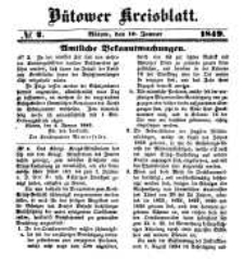 Kreisblatt des Bütower Kreises 1849 nr 2