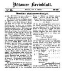 Kreisblatt des B&uuml;tower Kreises 1849 nr 14