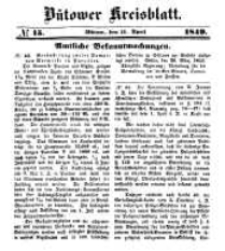 Kreisblatt des Bütower Kreises 1849 nr 15