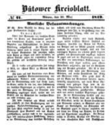 Kreisblatt des B&uuml;tower Kreises 1849 nr 21