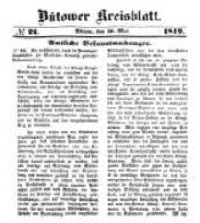 Kreisblatt des B&uuml;tower Kreises 1849 nr 22