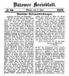 Kreisblatt des B&uuml;tower Kreises 1849 nr 23