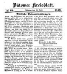 Kreisblatt des B&uuml;tower Kreises 1849 nr 28