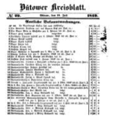 Kreisblatt des B&uuml;tower Kreises 1849 nr 29