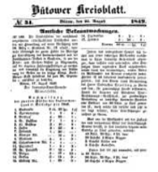Kreisblatt des Bütower Kreises 1849 nr 34