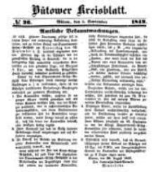 Kreisblatt des Bütower Kreises 1849 nr 36