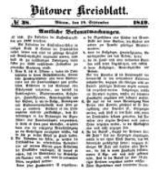 Kreisblatt des Bütower Kreises 1849 nr 38