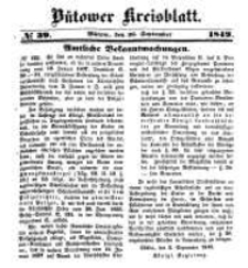 Kreisblatt des B&uuml;tower Kreises 1849 nr 39