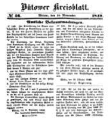 Kreisblatt des Bütower Kreises 1849 nr 46