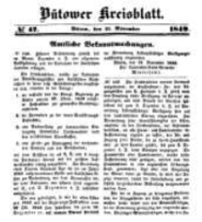 Kreisblatt des Bütower Kreises 1849 nr 47