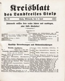 Kreisblatt des Landkreises Stolp nr 23