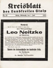 Kreisblatt des Landkreises Stolp nr 28