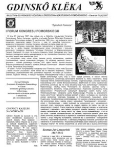 Gdinskô Klëka : biuletyn Gdyńskiego Oddziału Zrzeszenia Kaszubsko-Pomorskiego Kwartał IV Nr (4) 1997