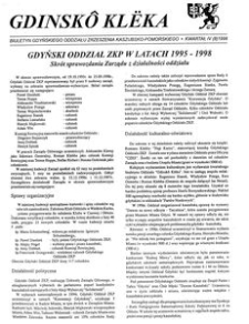Gdinskô Klëka : biuletyn Gdyńskiego Oddziału Zrzeszenia Kaszubsko-Pomorskiego Kwartał IV Nr (8) 1998