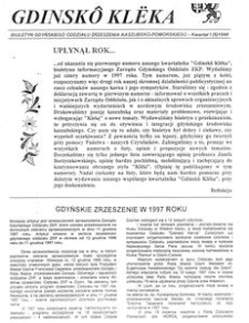 Gdinskô Klëka : biuletyn Gdyńskiego Oddziału Zrzeszenia Kaszubsko-Pomorskiego Kwartał I Nr (5) 1998