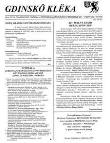 Gdinskô Klëka : biuletyn Gdyńskiego Oddziału Zrzeszenia Kaszubsko-Pomorskiego Kwartał I Nr (9) 1999