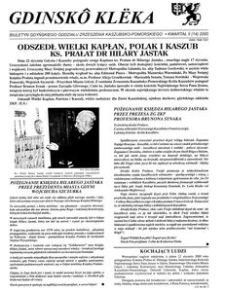 Gdinsk&ocirc; Kl&euml;ka : biuletyn Gdyńskiego Oddziału Zrzeszenia Kaszubsko-Pomorskiego Kwartał II Nr (14) 2000