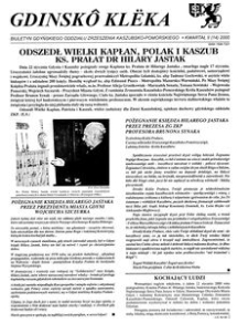 Gdinskô Klëka : biuletyn Gdyńskiego Oddziału Zrzeszenia Kaszubsko-Pomorskiego Kwartał II Nr (14) 2000