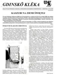 Gdinskô Klëka : biuletyn Gdyńskiego Oddziału Zrzeszenia Kaszubsko-Pomorskiego Kwartał IV Nr (16) 2000
