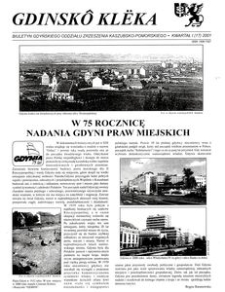 Gdinsk&ocirc; Kl&euml;ka : biuletyn Gdyńskiego Oddziału Zrzeszenia Kaszubsko-Pomorskiego Kwartał I Nr (17) 2001