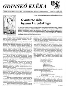 Gdinskô Klëka : biuletyn Gdyńskiego Oddziału Zrzeszenia Kaszubsko-Pomorskiego Kwartał II Nr (22) 2002