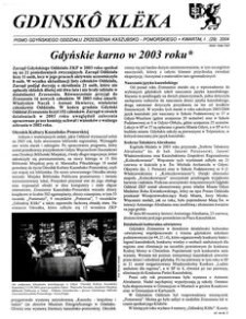 Gdinskô Klëka : biuletyn Gdyńskiego Oddziału Zrzeszenia Kaszubsko-Pomorskiego Kwartał I Nr (29) 2004