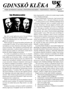 Gdinsk&ocirc; Kl&euml;ka : Pismo Gdyńskiego Oddziału Zrzeszenia Kaszubsko-Pomorskiego Kwartał I Nr1 (63) 2012