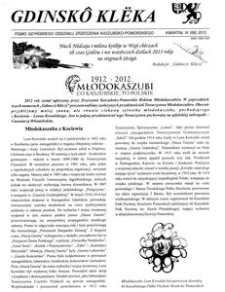 Gdinskô Klëka : Pismo Gdyńskiego Oddziału Zrzeszenia Kaszubsko-Pomorskiego Kwartał IV Nr 4 (66) 2012