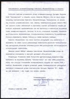 Oświadczenie przewodniczącego Komitetu Obywatelskiego w Słupsku