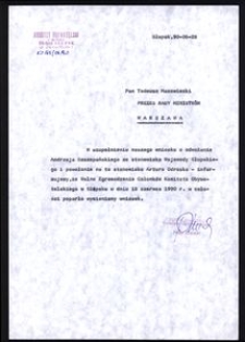 [Pismo do Prezesa Rady Ministr&oacute;w Pana Tadeusza Mazowieckiego]