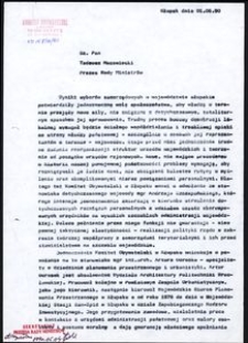 [Pismo do Prezesa Rady Ministr&oacute;w - Pana Tadeusza Mazowieckiego]