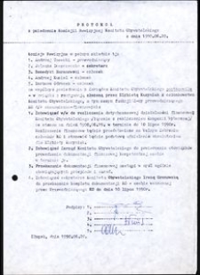 Protok&oacute;ł z posiedzenia Komisji Rewizyjnej Komitetu Obywatelskiego z dnia 1990.06.20