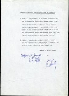 Uchwała Komitetu Obywatelskiego w Słupsku