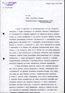 [Pismo do pana prof. Bronisława Geremka]