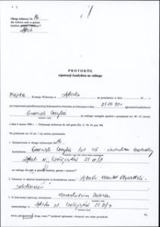 Protok&oacute;ł rejestracji zgłoszenia kandydata na radnego