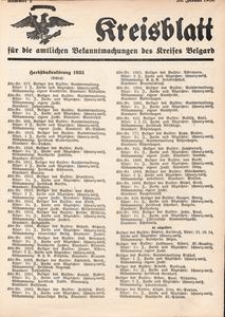 Kreisblatt f&uuml;r die amtlichen Bekanntmachungen des Kreises Belgard 1936 Nr 2