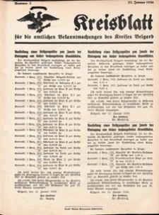Kreisblatt für die amtlichen Bekanntmachungen des Kreises Belgard 1936 Nr 3