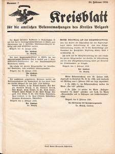 Kreisblatt für die amtlichen Bekanntmachungen des Kreises Belgard 1936 Nr 7