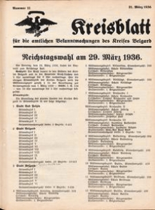 Kreisblatt für die amtlichen Bekanntmachungen des Kreises Belgard 1936 Nr 11